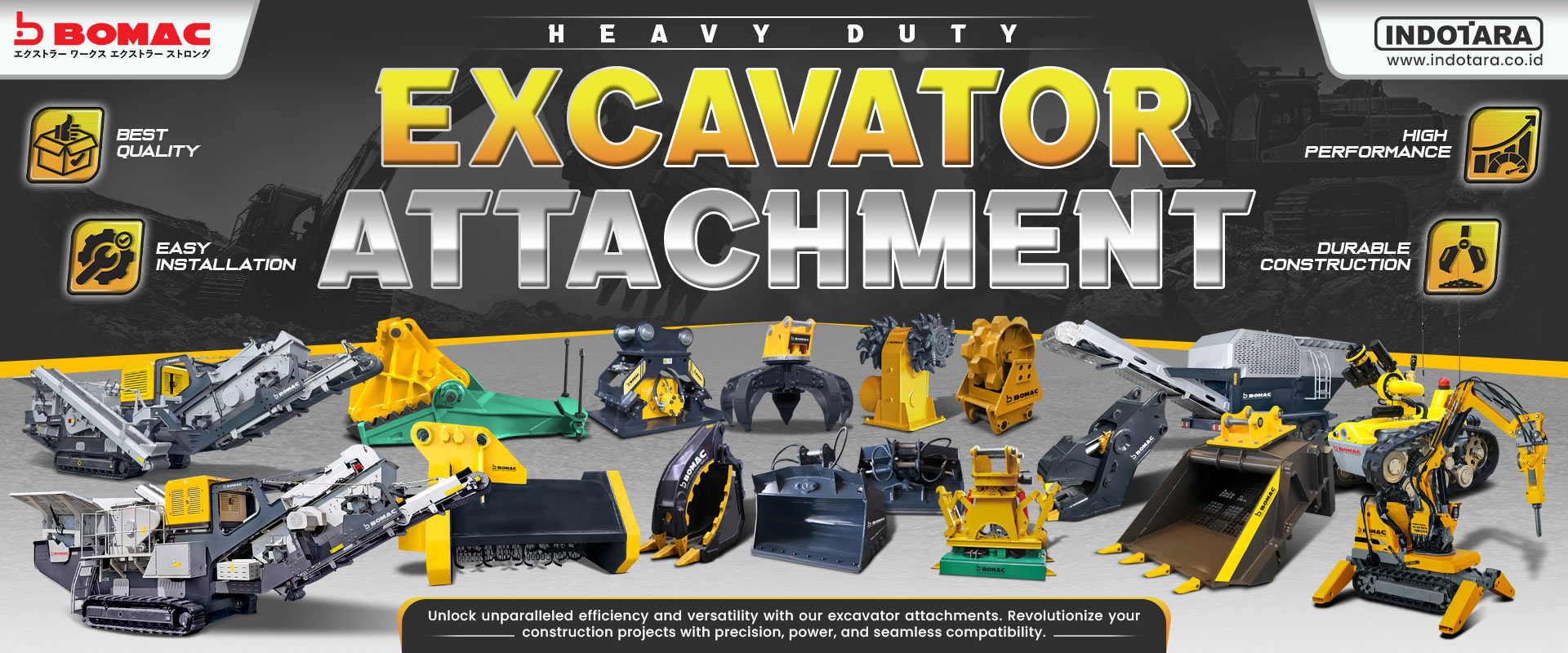 Jual BOMAC Excavator Attachment Berkualitas