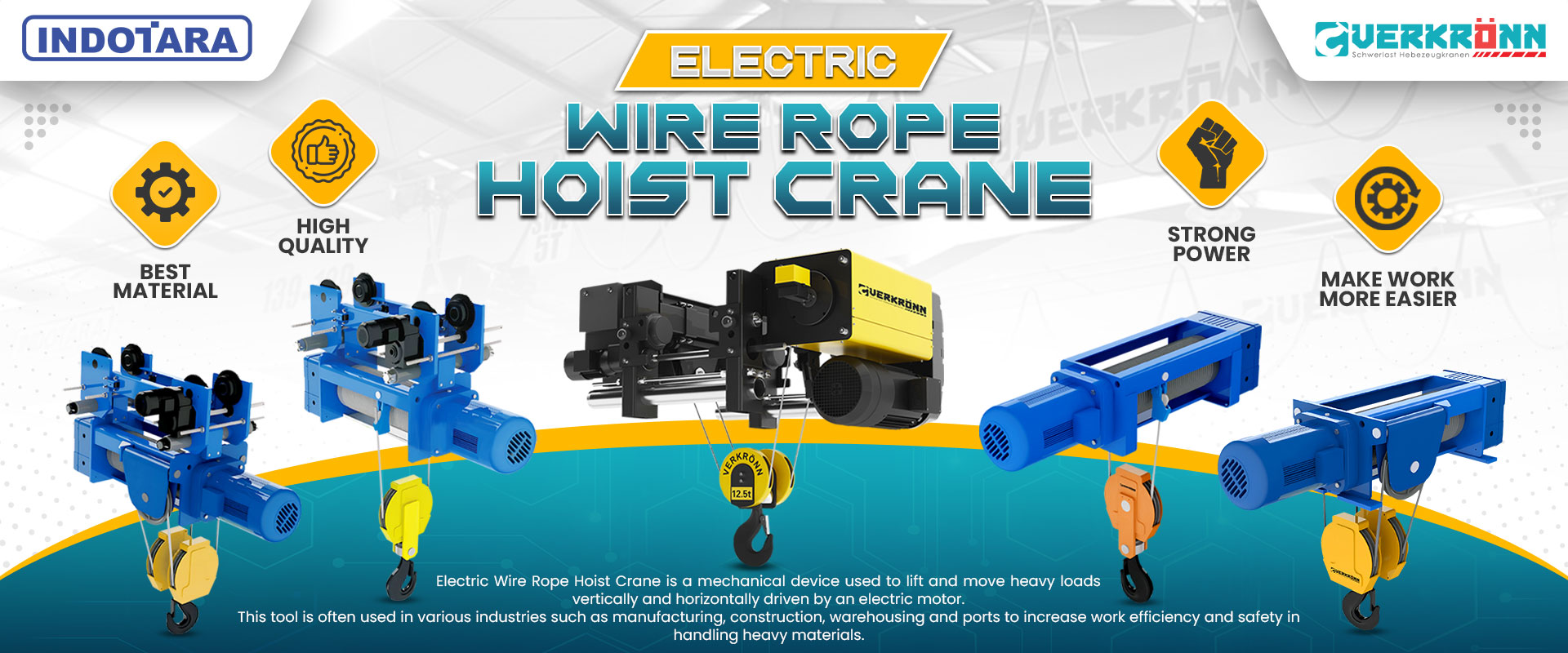 Jual Verkronn Electric Wire Rope Hoist Crane, Harga Verkronn Electric Wire Rope Hoist Crane, Verkronn Electric Wire Rope Hoist Crane Murah