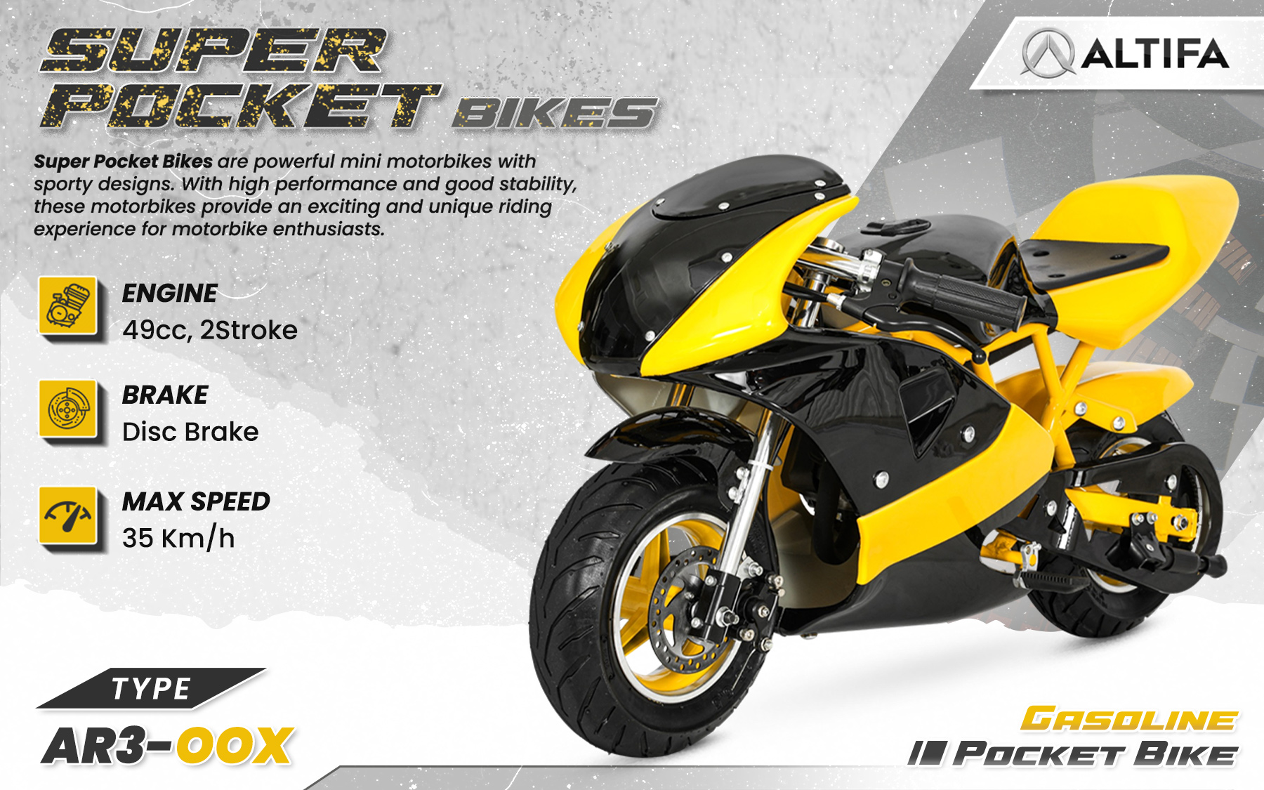 Jual Gasoline Super Pocket Bike ALTIFA Tangguh, Bertenaga, dan Bergaya