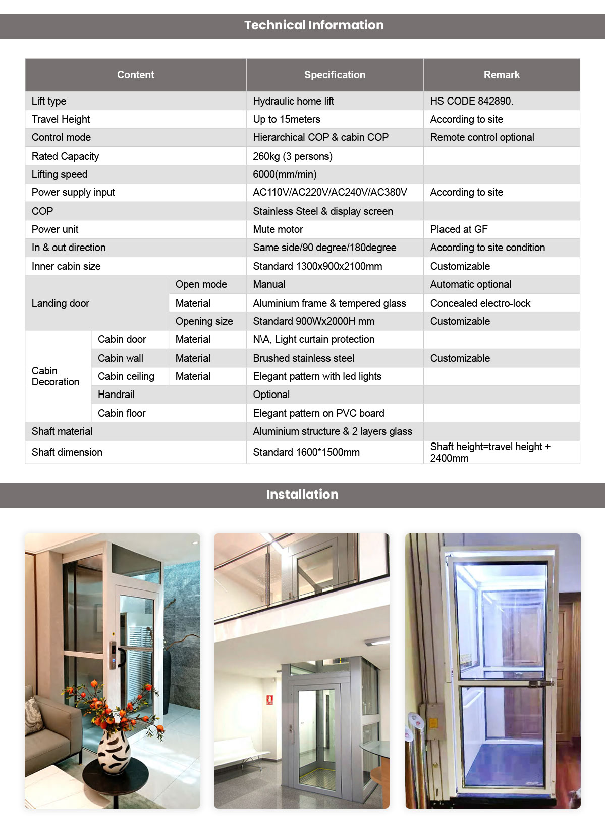 EURORAD Hydraulic Home Lift