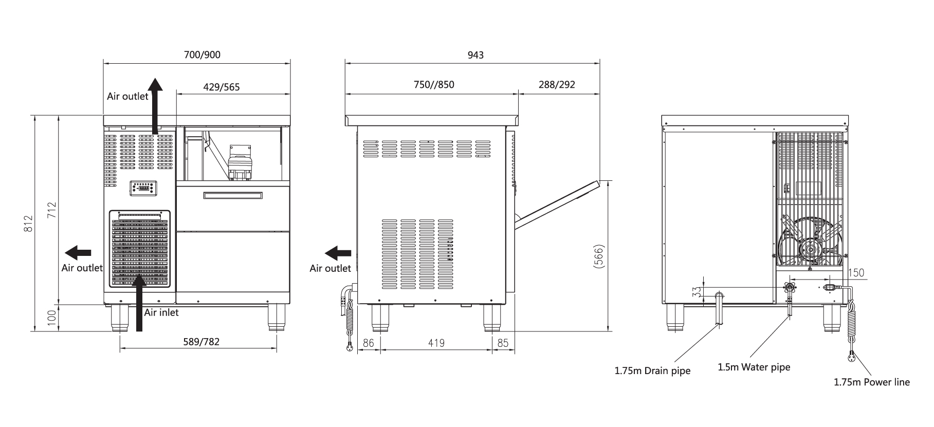 Tomori Cube Ice Maker Dimension