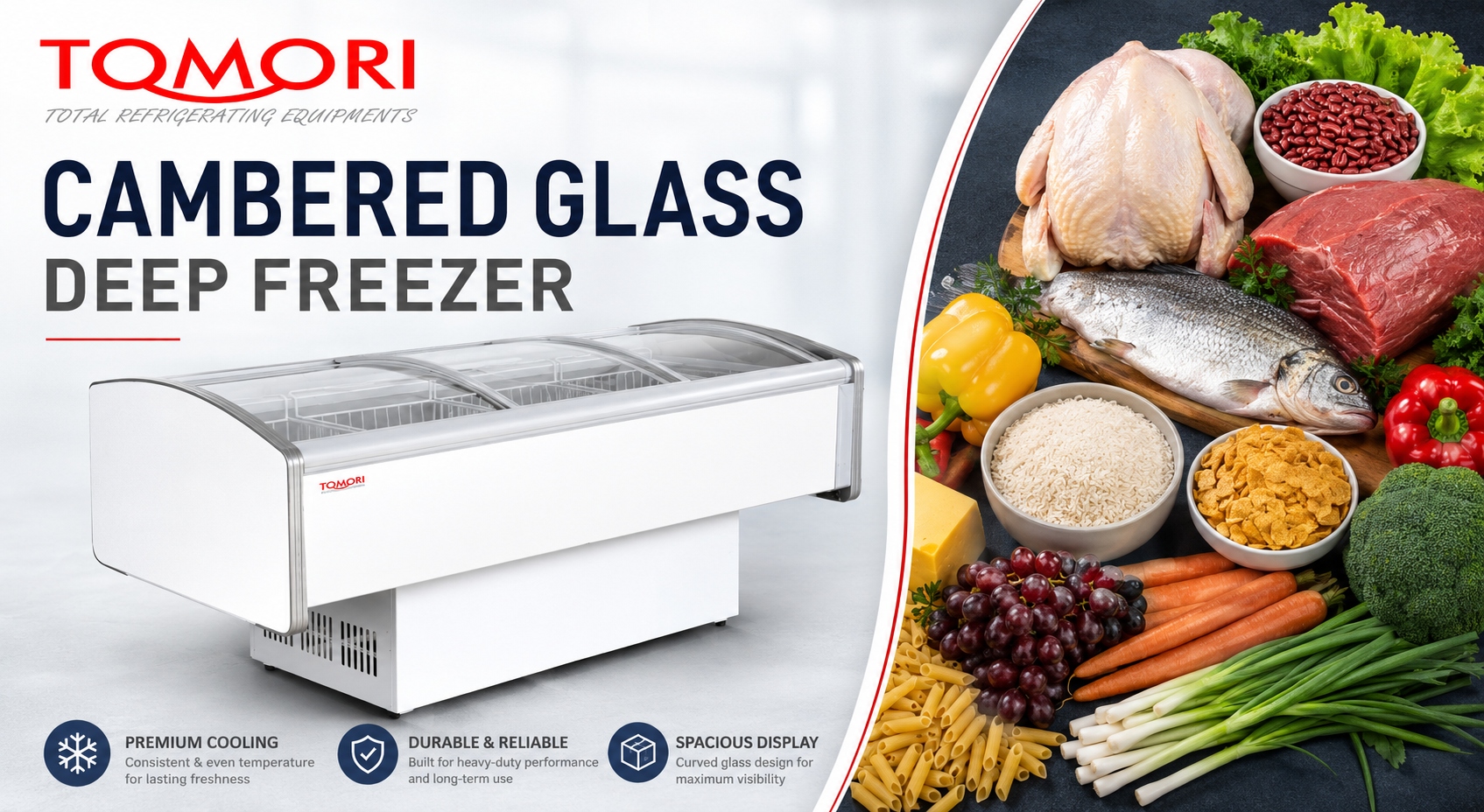 Tomori Cambered Glass Deep Freezer