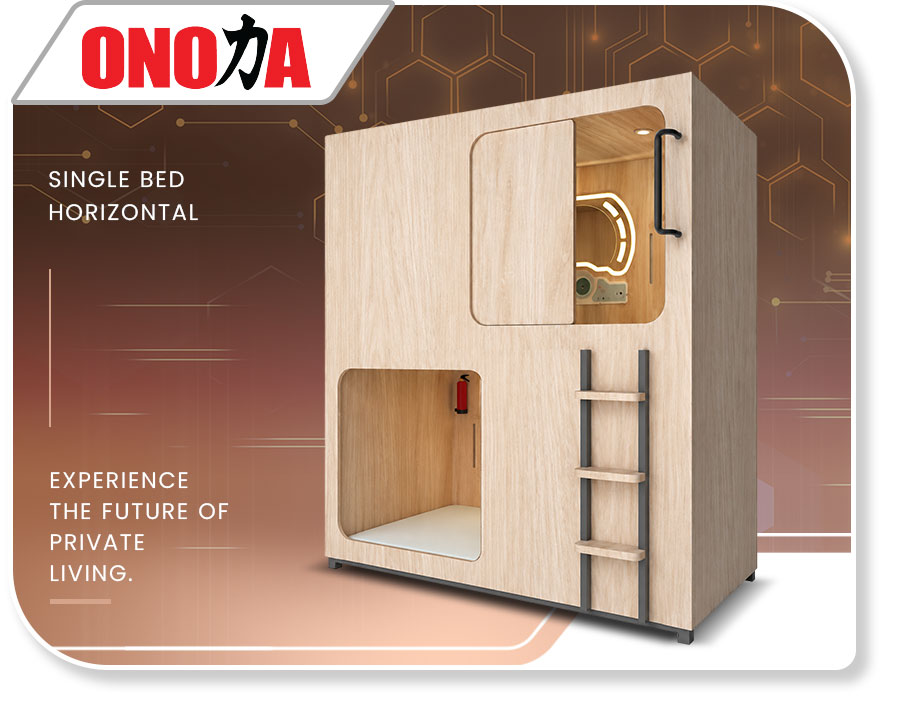 Wooden Single Capsule Bed - Horizontal